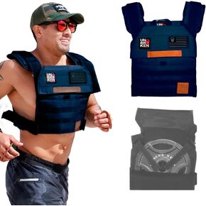 سترة UNBROKENSHOP مرجحة قابلة للتعديل، WOD CrossFit، حامل لوحات الوزن للتدريب على القوة والتحمل والجري. للرجال أو النساء، تتضمن رقعتين، أزرق داكن