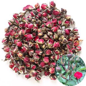 TooGet Fragrant Natural Deep Red Rose Buds Rose Petals Organic Dried Golden-Rim Rose Flowers Wholesale, Culinary Food Grade - 4 OZ