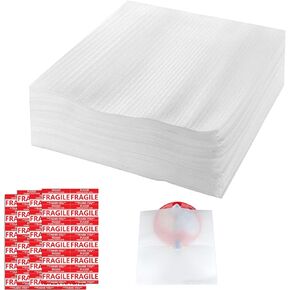 50 Pack Cushion Foam Wrap Pouches, 12" x 12" Cushion Foam Pouch for Moving and Storing, Wrap Foam Packing Sheets Protect Fragile For Dishes, Furniture, Glasses, Plates,Cups
