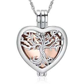 shajwo Heart Cremation Jewelry Tree of Life Urn Ashes Necklace for Women Men Loved One Memorial Human Ash Pendant