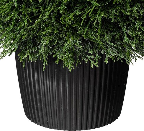 Vickerman Everyday 24" Artificial Pre-Lit Silk Cedar Topiary Ball - UV Resistant Indoor Outdoor - Potted Natural Green - Home Patio Tabletop Faux Bush Decoration in Saudi Arabia