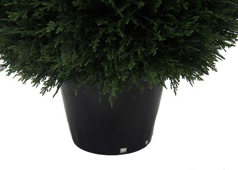 Vickerman Everyday 24" Artificial Pre-Lit Silk Cedar Topiary Ball - UV Resistant Indoor Outdoor - Potted Natural Green - Home Patio Tabletop Faux Bush Decoration in Saudi Arabia