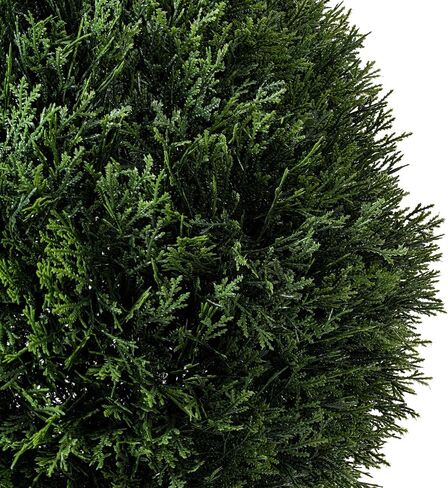 Vickerman Everyday 24" Artificial Pre-Lit Silk Cedar Topiary Ball - UV Resistant Indoor Outdoor - Potted Natural Green - Home Patio Tabletop Faux Bush Decoration in Saudi Arabia