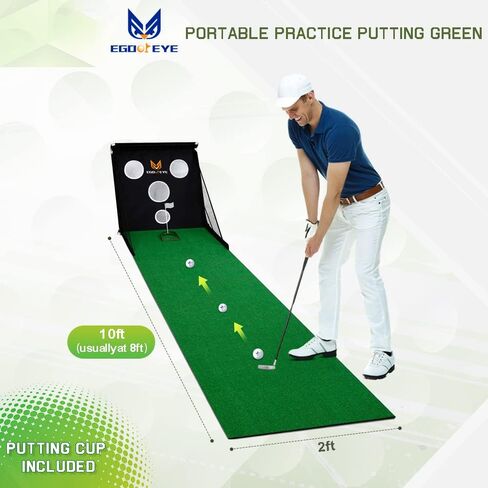 Golf Practice Chipping Net, Putting Green Indoor Set, Automatic Ball Return, Easy Set Up, Indoor/Home/Office, 4 Real Golf Balls, Putting Cup, Golf Ball Marking Tool Kit, Perfect Golf Gift in Kuwait
