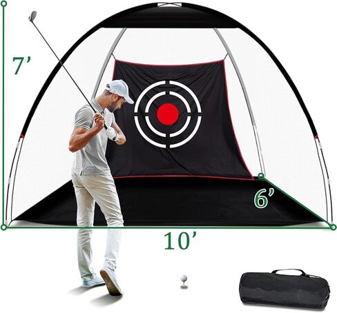 Golf Net for Backyard Outdoor Indoor Use, Heavy Duty Golf Hitting Net Premium Portable Moving, Fiberglass Poles Golf Driving Net with A Carry Bag 10X7 FT in Kuwait