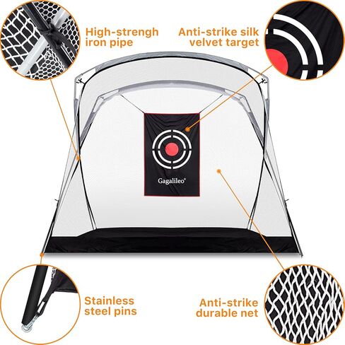 Gagalileo Golf Hitting Net شبكة تدريب الجولف شديدة التحمل لنطاق القيادة في الفناء الخلفي للمنزل مع هدف وحقيبة حمل 9 (طول) × 5 (عرض) × 7 (ارتفاع) قدم in Kuwait