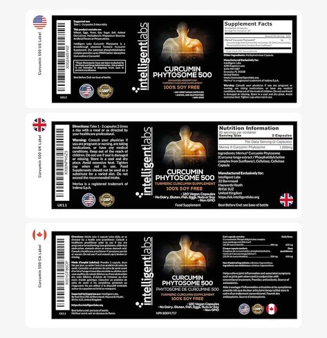 Intelligent Labs 500 مجم ميريفا كركمين فيتوسوم، 2900% أفضل امتصاصًا من كركم الكركم العادي، 100% خالي من الصويا، 120 كبسولة في كل زجاجة، مركب فيتوسوم الكركمين الكركم in Kuwait