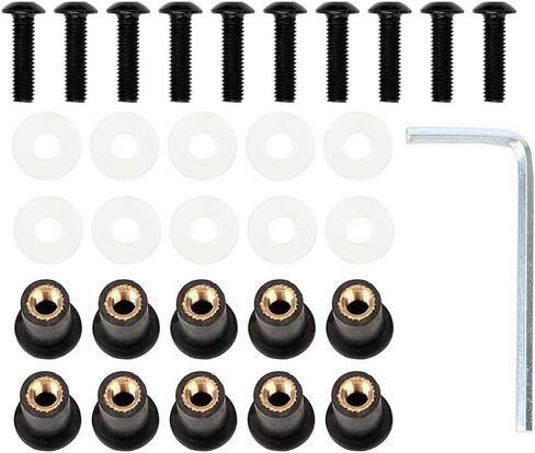10PCS M5x15mm Universal Motorcycle Windscreen Windshield CNC Bolts Screws Nut Fastener for Honda Suzuki Yamaha Kawasaki (Black) in Saudi Arabia