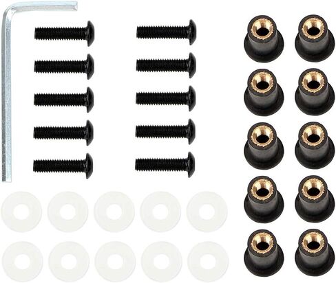 10PCS M5x15mm Universal Motorcycle Windscreen Windshield CNC Bolts Screws Nut Fastener for Honda Suzuki Yamaha Kawasaki (Black) in Saudi Arabia