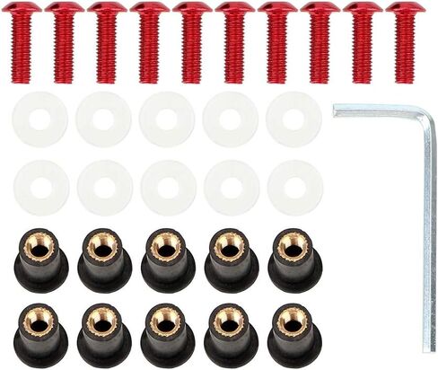 10PCS M5x15mm Universal Motorcycle Windscreen Windshield CNC Bolts Screws Nut Fastener for Honda Suzuki Yamaha Kawasaki (Black) in Saudi Arabia