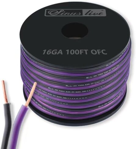 Sinus Live 16-18AWG OFC(Oxygen Free Copper) Speaker Wire Great use for Home Theater Speakers and Car Speakers, Purple and Black (50FT OFC) in Kuwait