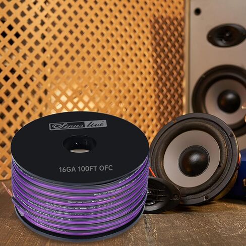 Sinus Live 16-18AWG OFC(Oxygen Free Copper) Speaker Wire Great use for Home Theater Speakers and Car Speakers, Purple and Black (50FT OFC) in Kuwait