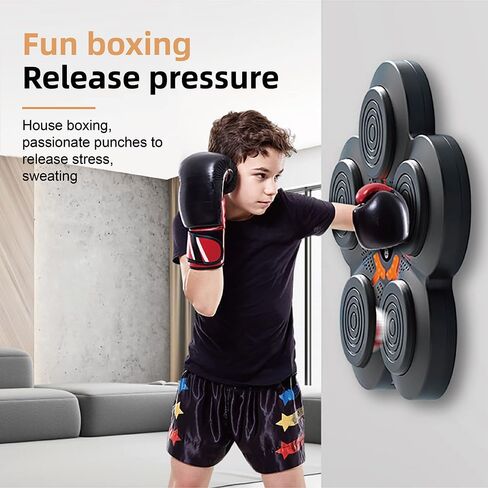 آلة ملاكمة موسيقية مع قفازات ملاكمة، مدرب ملاكمة موسيقى بلوتوث ذكي مثبت على الحائط، معدات ملاكمة لتدريب الملاكمة، آلة هدف الملاكمة للتمرين المنزلي in Kuwait