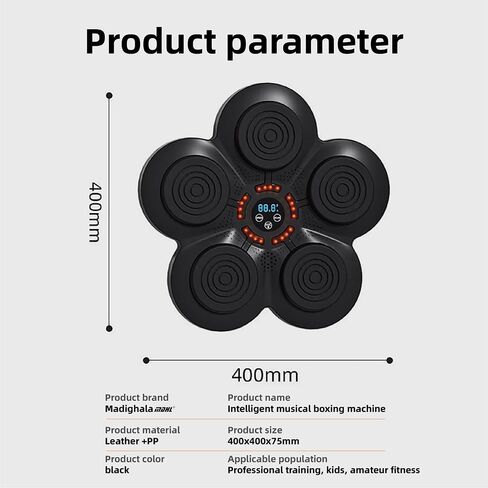 آلة ملاكمة موسيقية مع قفازات ملاكمة، مدرب ملاكمة موسيقى بلوتوث ذكي مثبت على الحائط، معدات ملاكمة لتدريب الملاكمة، آلة هدف الملاكمة للتمرين المنزلي in Kuwait