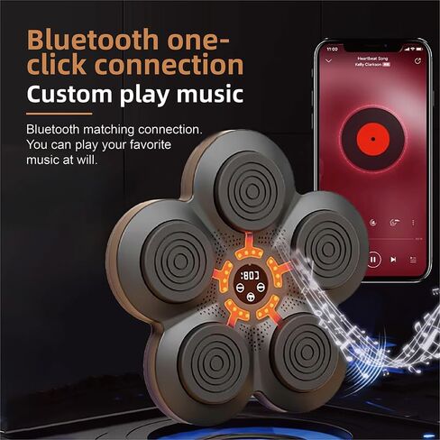 آلة ملاكمة موسيقية مع قفازات ملاكمة، مدرب ملاكمة موسيقى بلوتوث ذكي مثبت على الحائط، معدات ملاكمة لتدريب الملاكمة، آلة هدف الملاكمة للتمرين المنزلي in Kuwait