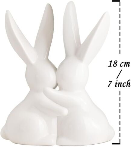 Decorative Ceramic Book Ends, Quirky Rabbit Bookends, Bunny Book Holders Stopper for Shelves Art Bookend - Silver in Saudi Arabia