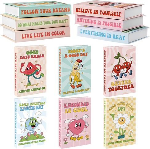 6 قطع من الكتب المزيفة المزخرفة باللون الوردي Preppy، كتب Preppy Happy Face Howdy Faux الجمالية لديكور غرفة المعيشة والكتب المكدسة المزخرفة ورف طاولة القهوة ورف الكتب وديكور المنزل (Preppy) in Kuwait