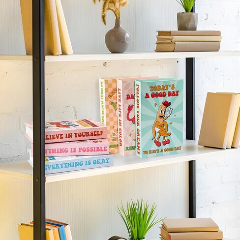 6 قطع من الكتب المزيفة المزخرفة باللون الوردي Preppy، كتب Preppy Happy Face Howdy Faux الجمالية لديكور غرفة المعيشة والكتب المكدسة المزخرفة ورف طاولة القهوة ورف الكتب وديكور المنزل (Preppy) in Kuwait