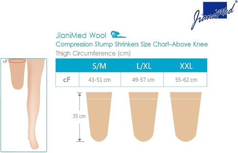 Wool Prosthetic Stump Shrinkers – above Knee, 35cm, Amputee Socks, Compression, 15-20, Warmth, Taiwan Excellence S/M in Kuwait