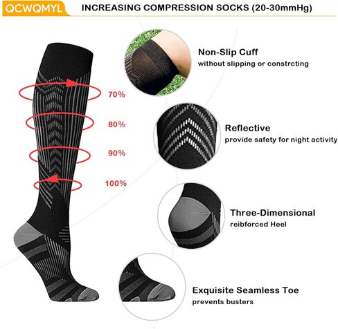 جوارب ضغط نسائية عاكسة للدوران 20-30 مم زئبق جوارب ضغط طبية عالية التخرج للركبة in Kuwait