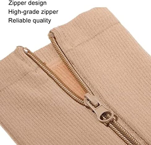 2 Packs Plus Size Compression Socks with Zipper, Knee High 15-20mmHg Socks for Women Men Open Toe Support Socks in Saudi Arabia
