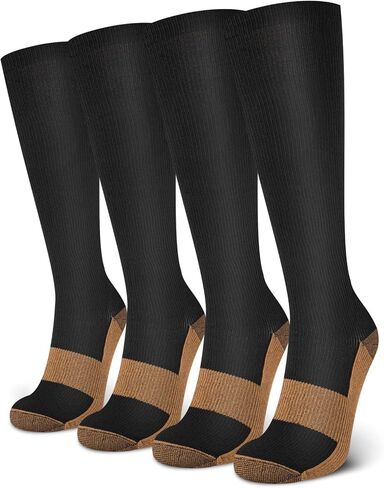 4 Pack Compression Socks for Women & Men 15-20 mmHg - Best Support for Nurses, Running, Hiking, Recovery in Saudi Arabia