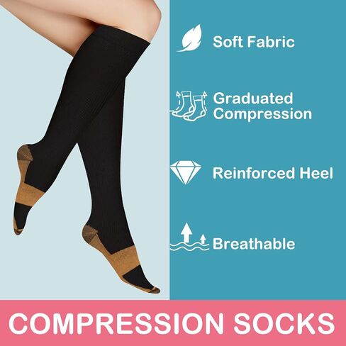 4 Pack Compression Socks for Women & Men 15-20 mmHg - Best Support for Nurses, Running, Hiking, Recovery in Saudi Arabia