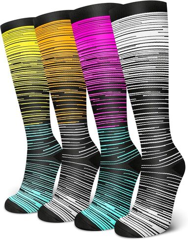 4 Pack Compression Socks for Women & Men 15-20 mmHg - Best Support for Nurses, Running, Hiking, Recovery in Saudi Arabia