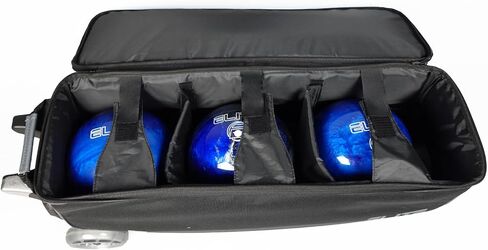 Basic Triple Roller Black Bowling Bag - 3 Ball Roller, Fits 2 Pairs of Size 15 Shoes, Air Travel-Friendly in Saudi Arabia