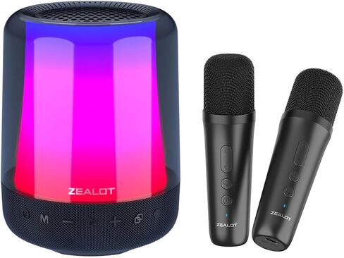 آلة كاريوكي مع 2 ميكروفونات لاسلكية، مكبر صوت بلوتوث محمول TWS مع 11 لونًا من أضواء LED، صوت جهير فائق، صوت مضحك، هدايا عيد ميلاد للبالغين والأطفال، حفلة منزلية للفتيات والأولاد in Kuwait