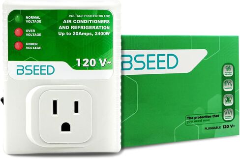 bseed حامي الطفرة، منفذ حامي الطفرة للثلاجة، قابس حماية الجهد الكهربائي على الحائط للتلفزيون، الكمبيوتر، الغسالة، الفريزر والأجهزة المنزلية، 120 فولت تيار متردد، 20 أمبير، 2400 واط، عبوتان in Kuwait