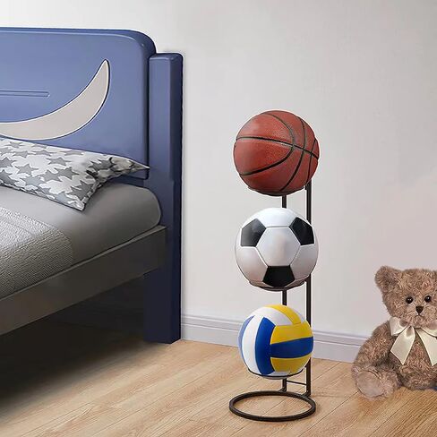 Basketball Ball Storage Rack, 3 Tier Cube Ball Storage Holder, Garage Sports Organizer,Indoor Removable Vertical Display Stand for Basketball Football Volleyball in Saudi Arabia