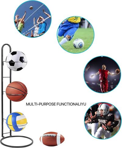 Basketball Ball Storage Rack, 3 Tier Cube Ball Storage Holder, Garage Sports Organizer,Indoor Removable Vertical Display Stand for Basketball Football Volleyball in Saudi Arabia
