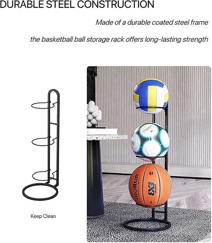 Basketball Ball Storage Rack, 3 Tier Cube Ball Storage Holder, Garage Sports Organizer,Indoor Removable Vertical Display Stand for Basketball Football Volleyball in Saudi Arabia