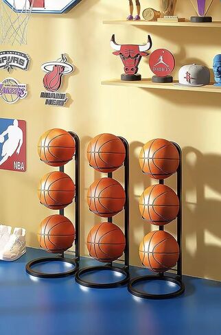 Basketball Ball Storage Rack, 3 Tier Cube Ball Storage Holder, Garage Sports Organizer,Indoor Removable Vertical Display Stand for Basketball Football Volleyball in Saudi Arabia