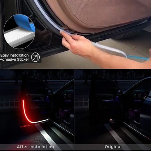 Car Door LED Warning Light, 2 Pcs 48 Inch Flexible Dual Color Strip Light White & Red Sequential Switchback, Safety Light, Strobe Lights for Anti Rear-end Collision in Kuwait