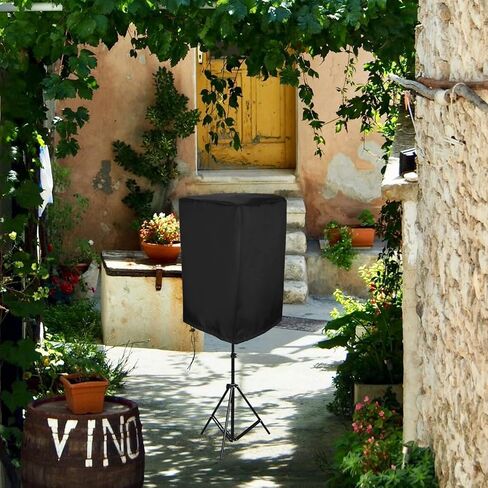 غطاء مكبر صوت يعمل بالخارج مقاس 12 بوصة، غطاء مكبر صوت قائم من القماش غطاء مكبر صوت حقيبة مكبر صوت غطاء واقي من الشمس مقاوم للماء حقيبة حماية من الغبار (أسود) in Kuwait