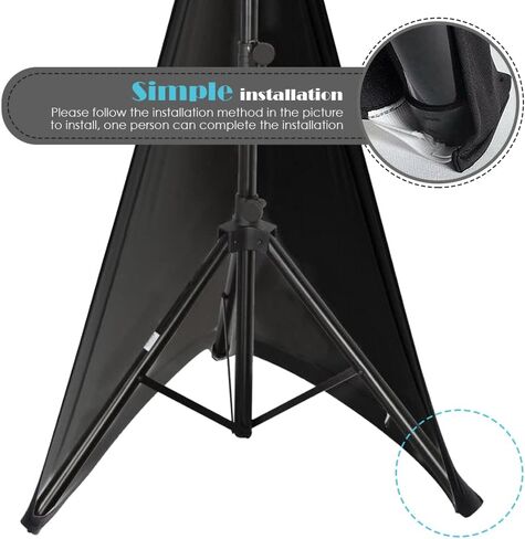 Speaker Stand Cover Tripod Stand Skirt Skrim Floor Speaker Tripod Support Stand Cover Skirt 3 Side DJ Speaker Cover with Travel Bag for Weddings Banquets Events Black (1Pack) in Saudi Arabia