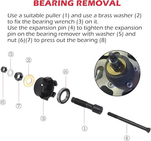 Wheel Bearing Puller Kit for Harley Davidson - Removes and Installs 0.75", 1.0" and 25mm Sealed Motorcycle Wheel Bearings in Kuwait