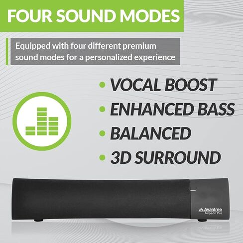 Avantree aptX Low Latency Portable Bluetooth 5.0 Speaker, Clear Dialogue, Enhanced Bass, 3D Surround Sound, 10W Wireless Mini Soundbar for Laptop, MacBook, TV, Cellphone, PC Computer - Torpedo Plus in Kuwait