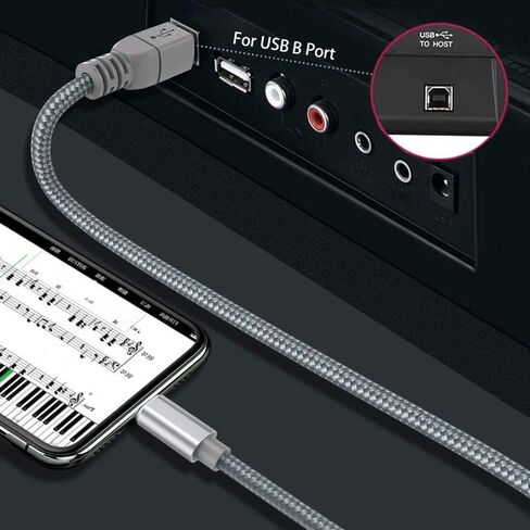 كابل iPhone إلى USB B Midi بطول 5 أقدام، وسلك واجهة Lightning إلى USB 2.0 Midi لأجهزة iPhone وiPad وiPod إلى وحدة تحكم Midi وأداة الموسيقى الإلكترونية ولوحة مفاتيح Midi وواجهة تسجيل الصوت والمزيد in Kuwait