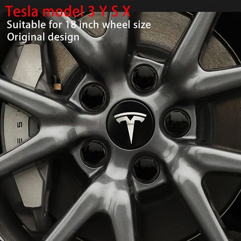 ملحقات أغطية المحور طراز Tesla 3 Y S X مع 4 أغطية مركزية لمحور العجلات + 20 غطاء صامولة + 4 مجموعات أغطية جذعية صمام الإطارات لتزيين وتعديل الإطارات الأصلية (أحمر وأسود) in Kuwait