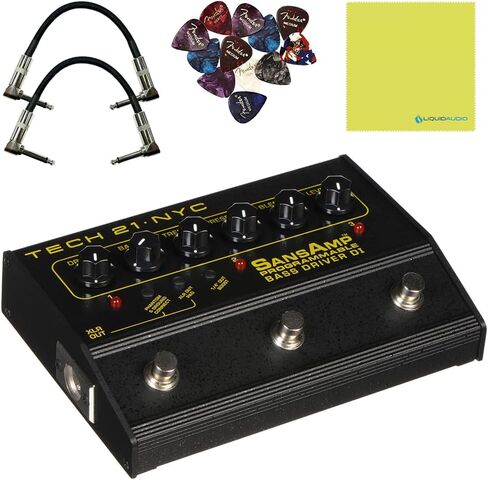 حزمة Tech 21 PBDR SansAmp Bass Driver DI 3 قنوات مع هيكل 2X S6P48 كابلات التصحيح ذات الزاوية اليمنى المنسوجة، و12x ملتقطات الحاجز وقماش تلميع الصوت السائل in Saudi Arabia