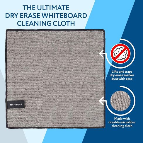 IMPRESA 4 Pack Magnetic Cleaning Cloth Dry Erasers for White Boards - Extra Strong Magnet - Compatible with All Whiteboards - Ideal for Classroom, Home & Office Use -Reusable & Washable- 10'' X 10'' in Saudi Arabia