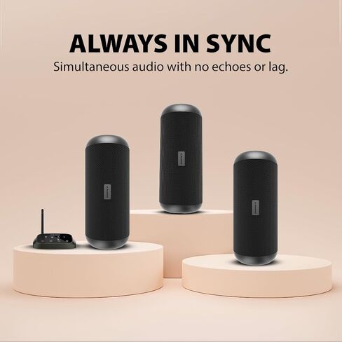 Avantree Harmony - Wireless Multi Speaker System for Multiple Rooms & Outdoor Party, 1 Transmitter & 3 Portable Bluetooth Speakers with Separate Volume Controls, Scalable to 100 Speakers in Kuwait