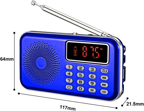 راديو AM FM محمول مع مكبر صوت بلوتوث ومشغل بطاقة SD، مشغل MP3 مع مقبس سماعات الرأس، حفظ المسح التلقائي، راديو ترانزستور بطارية قابلة للشحن (أحمر) in Saudi Arabia