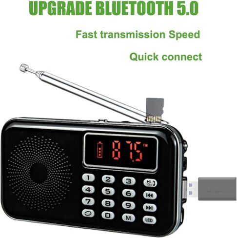 راديو AM FM محمول مع مكبر صوت بلوتوث ومشغل بطاقة SD، مشغل MP3 مع مقبس سماعات الرأس، حفظ المسح التلقائي، راديو ترانزستور بطارية قابلة للشحن (أحمر) in Saudi Arabia
