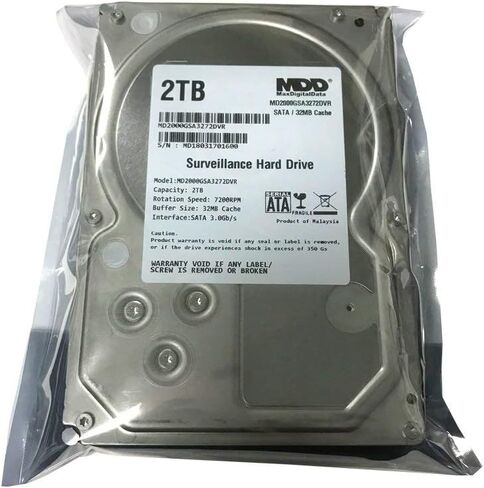 MaxDigitalData 2TB 32MB Cache 7200PM SATA 3.0Gb/s 3.5" Internal Surveillance CCTV DVR Hard Drive (MD2000GSA3272DVR) - w/2 Year Warranty (Renewed) in Saudi Arabia
