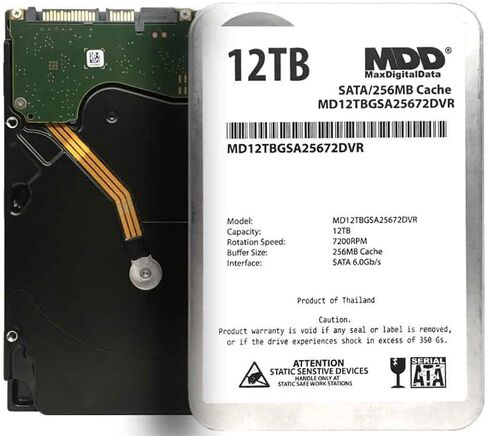 MDD 12TB 7200 RPM 256MB Cache SATA 6.0Gb/s 3.5inch Internal Hard Drive for Surveillance Storage (MD12TGSA25672DVR) - 3 Years Warranty (Renewed) in Saudi Arabia