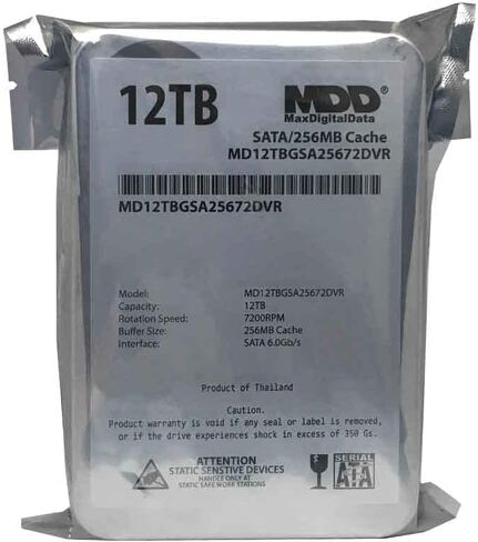 MDD 12TB 7200 RPM 256MB Cache SATA 6.0Gb/s 3.5inch Internal Hard Drive for Surveillance Storage (MD12TBGSA25672DVR) - 3 Years Warranty (Renewed) in Saudi Arabia
